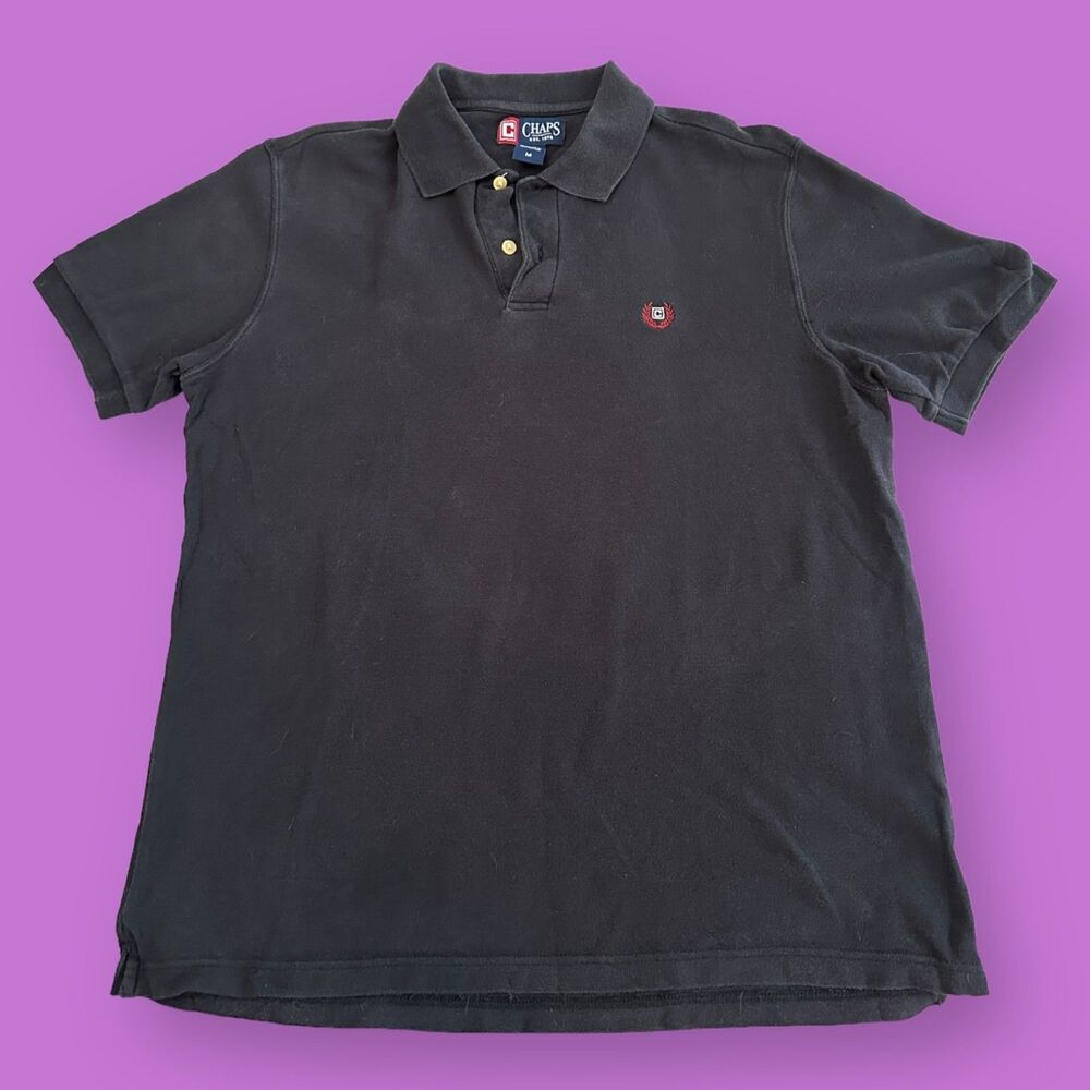 Chaps Cotton Polo Shirt - Size Medium - Black